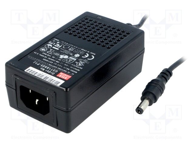 Power supply: switched-mode; 5VDC; 3A; Out: 5,5/2,1; 15W; 85÷264VAC