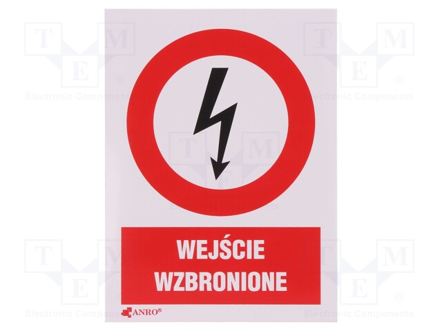 Safety sign; prohibitory; W: 74mm; H: 105mm; FS