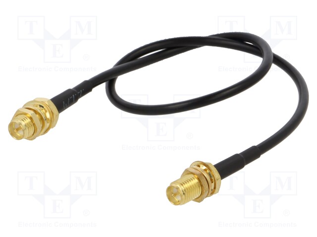 Cable; 50Ω; 0.3m; RP-SMA female,both sides; black; straight