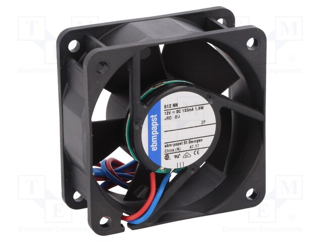 Fan: DC; axial; 60x60x25mm; 42m3/h; 35dBA; ball bearing; 5100rpm