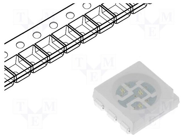 LED; SMD; 5060,PLCC6; blue; 1500÷2000mcd; 5x5x1.5mm; 120°; 2.9÷3.6V