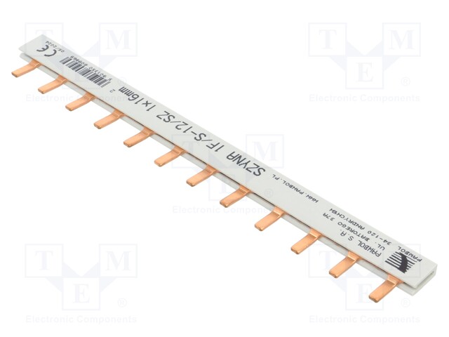 Busbar; 16mm2; Poles: 1; Urated: 400V; Pitch: 17.8mm; No.of mod: 12