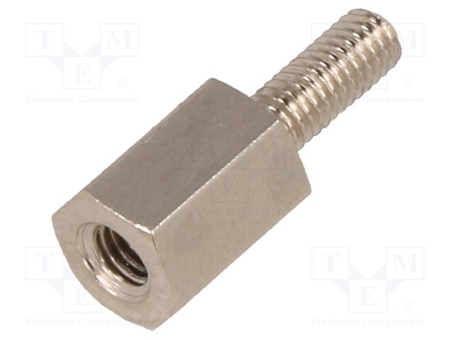 Screwed spacer sleeve; Int.thread: M3; 8mm; Ext.thread: M3; brass