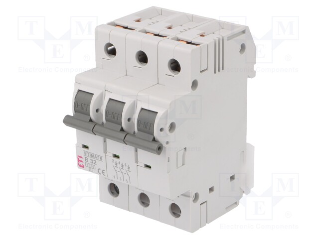 Circuit breaker; 230/400VAC; Poles: 3; DIN; Charact: B; 6kA; IP20