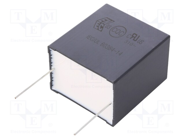 Capacitor: polypropylene; X2; 18uF; 37.5mm; ±10%; 42x45x30mm