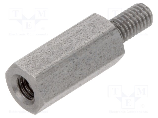 Screwed spacer sleeve; Int.thread: M3; 12mm; Ext.thread: M3