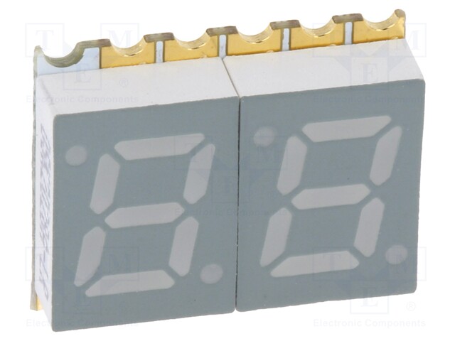 Display: LED; 7-segment; 7mm; 0.28"; No.char: 2; red; 2÷10mcd; SMD