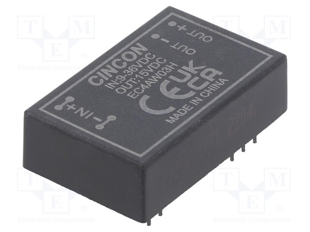 Converter: DC/DC; 3.3/6W; Uin: 9÷36V; 15VDC; Iout: 400mA; 12.5g