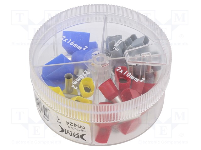 Kit: bootlace ferrules; insulated,double; red,blue,grey,yellow