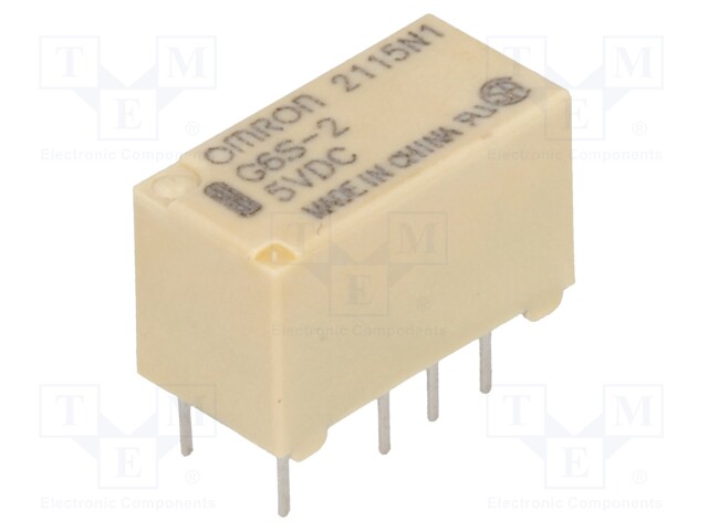 Relay: electromagnetic; DPDT; Ucoil: 5VDC; 0.5A/125VAC; 2A/30VDC