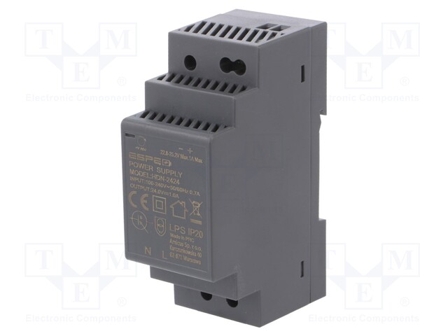 Power supply: switched-mode; 24W; 24VDC; 1A; 100÷240VAC; 120g; 86%