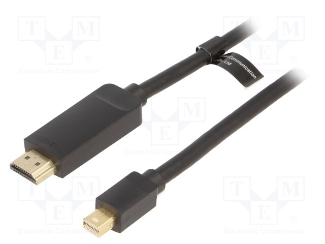 Cable; HDMI plug,mini DisplayPort plug; PVC; Len: 1.5m; black