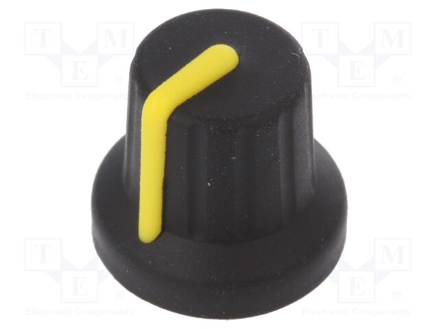 Knob; with pointer; rubber,plastic; Shaft d: 6mm; Ø16x15.1mm