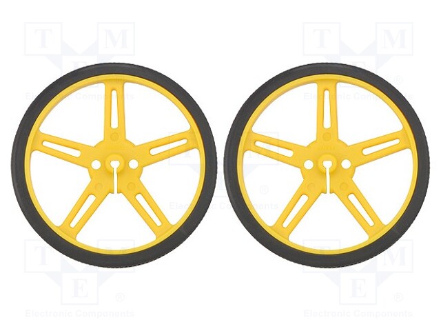 Wheel; yellow; Shaft: D spring; Pcs: 2; push-in; Ø: 70mm; W: 8mm