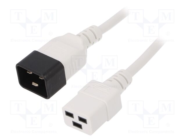 Cable; 3x1.5mm2; IEC C19 female,IEC C20 male; PVC; 1.8m; white