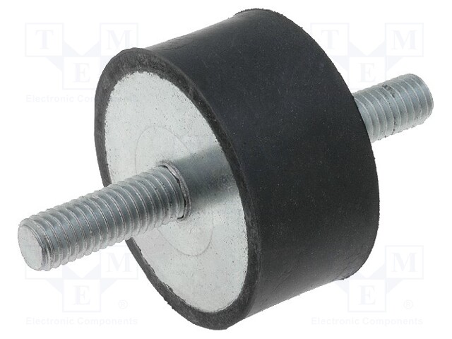 Vibration damper; M8; Ø: 40mm; rubber; L: 20mm; Thread len: 23mm