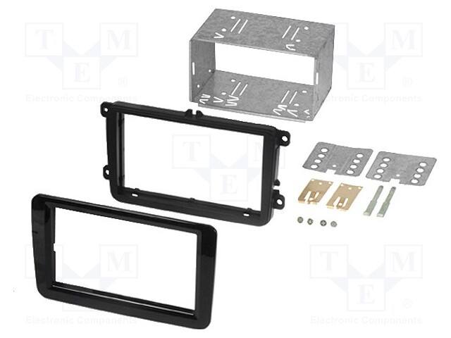 Radio mounting frame; Seat,Škoda,VW; 2 DIN; black gloss