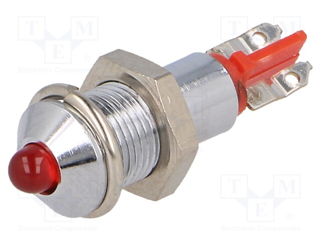 Indicator: LED; prominent; 12÷14VDC; Cutout: Ø6.2mm; IP40; metal