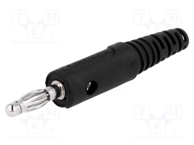 Plug; 4mm banana; 32A; 60VDC; black; with transversal socket