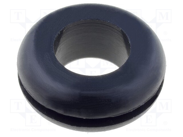 Grommet; Ømount.hole: 12.7mm; Øhole: 9mm; rubber; black