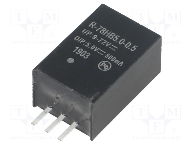 Converter: DC/DC; 2.5W; Uin: 9÷72V; Uout: 5VDC; Iout: 500mA; SIP3