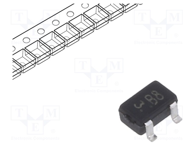 Transistor: NPN; bipolar; BRT; 50V; 100mA; 200mW; SOT323; R1: 10kΩ