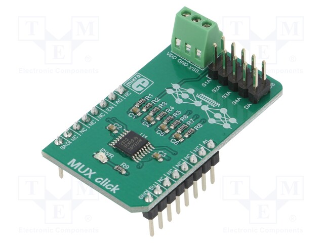 Click board; analog multiplexer; GPIO; MUX509; 5VDC