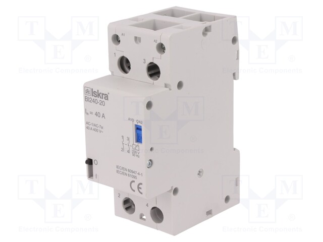 Relay: installation; bistable; NO x2; Ucoil: 230VAC; 35x90x65mm
