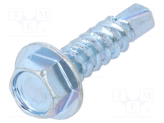 Screw; for metal; 3,9x16; Head: hexagonal; hardened steel; zinc