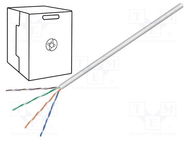 Wire; U/UTP; 6; stranded; CCA; 4x2x24AWG; PVC; grey; 305m