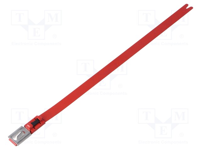 RFID cable tie; L: 521mm; W: 7.9mm; stainless steel; 1020N; red