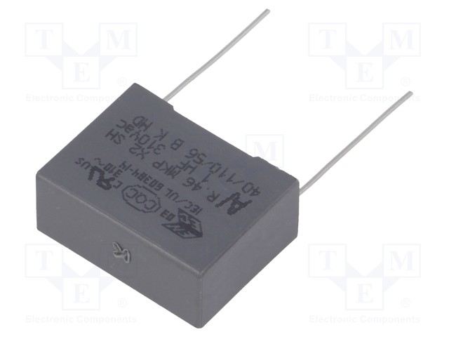 Capacitor: polypropylene; X2; 1uF; 22.5mm; ±10%; 26.5x11x20mm