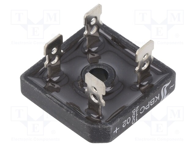 Single-phase bridge rectifier; Urmax: 200V; If: 10/15/25A; THT