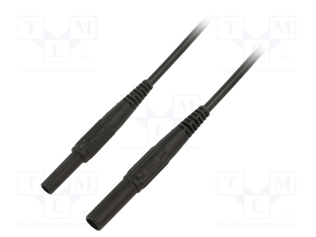 Test lead; 32A; banana plug 4mm x2; insulated; Urated: 1kV; black