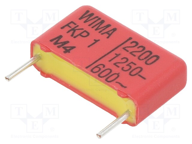 Capacitor: polypropylene; 2.2nF; 15mm; ±10%; 5x11x18mm; -55÷100°C