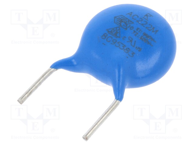 Capacitor: ceramic; X1/Y2; 2.2nF; Y5U; ±20%; THT; 7.5mm; Series: C900