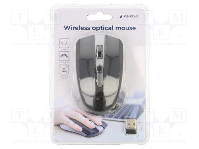 Optical mouse; black,grey; USB A; wireless; No.of butt: 4; 10m