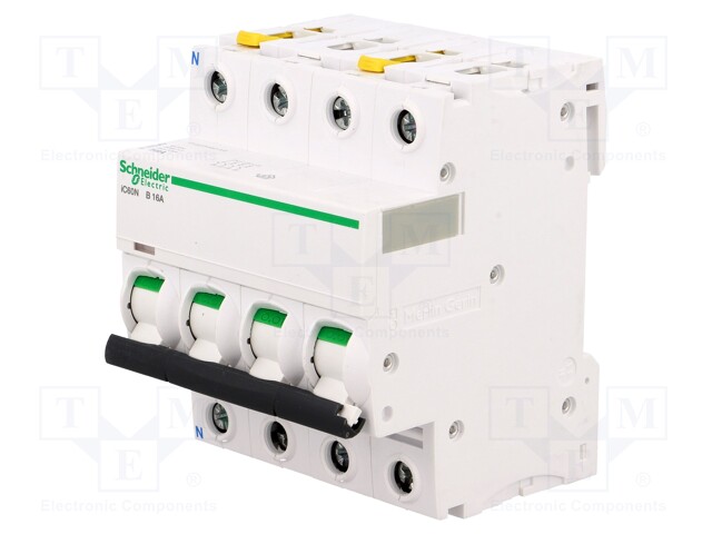 Circuit breaker; 400VAC; Inom: 16A; Poles: 3+N; DIN; Charact: B; 6kA