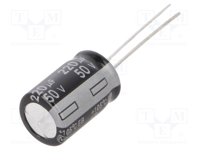 Electrolytic Capacitor, 220 µF, 50 V, EB Series, ± 20%, Radial Leaded, 10000 hours @ 105°C