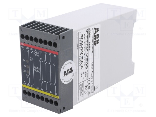 Safety Relay, JSBR4, 24 VDC, 3PST-NO, SPST-NC, JSBR4 Series, DIN Rail, 6 A, Screw