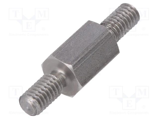 Screwed spacer sleeve; 10mm; Ext.thread: M4; hexagonal