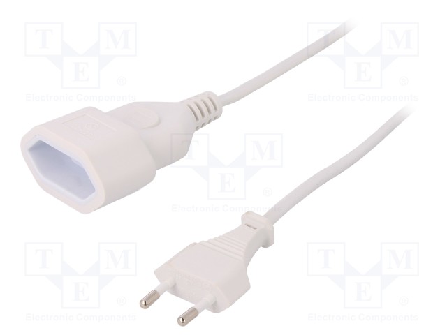 Extension lead; Sockets: 1; white; 1m