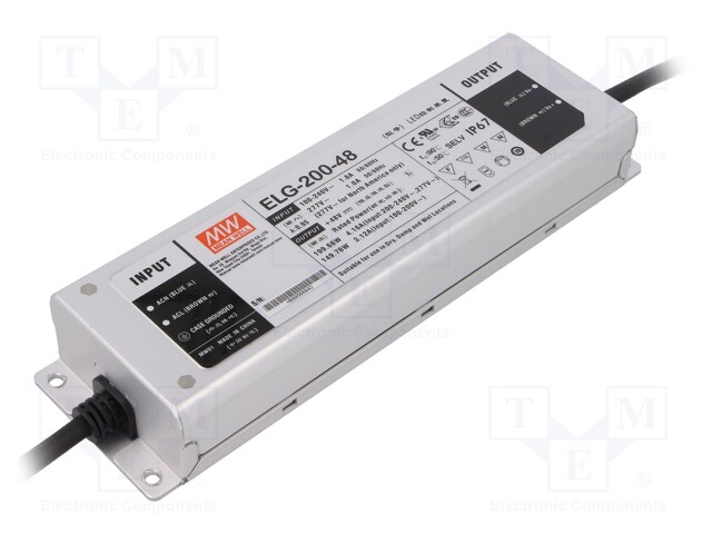 Power supply: switched-mode; LED; 199.68W; 48VDC; 4.16A; IP67; 93%