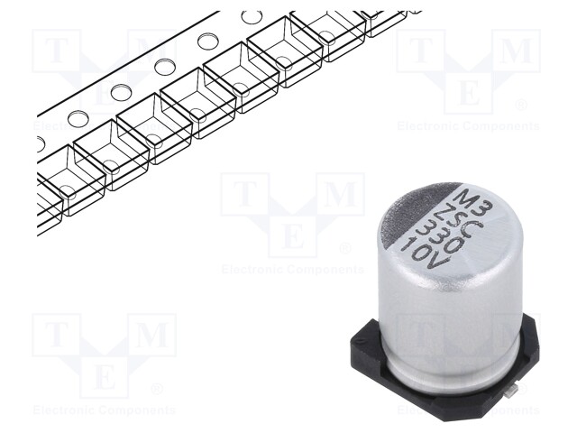 Capacitor: electrolytic; SMD; 330uF; 10VDC; Ø8x10mm; ±20%