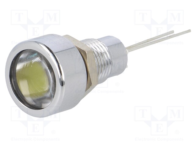 Indicator: LED; flat; Cutout: Ø8.2mm; IP67; for PCB; brass; ØLED: 5mm