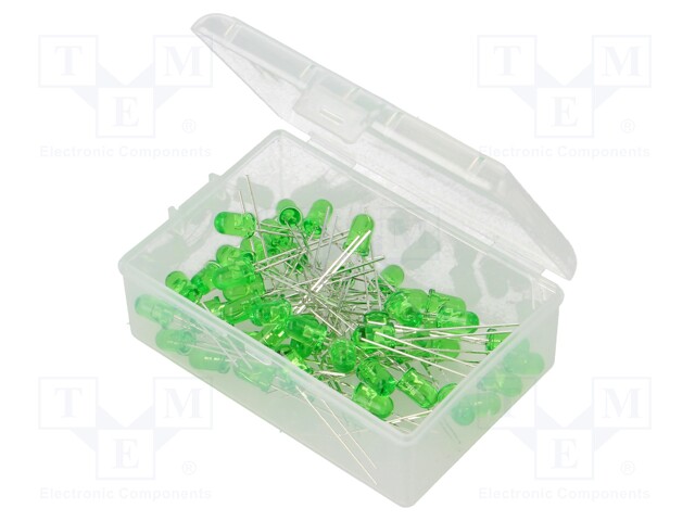 Kit: LED; 5mm; THT; 50pcs; green; 3÷15V; Kit: LED diode green x50