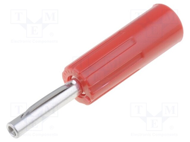 Plug; 4mm banana; 10A; 50VDC; red; 5.5mm2; Plating: nickel plated