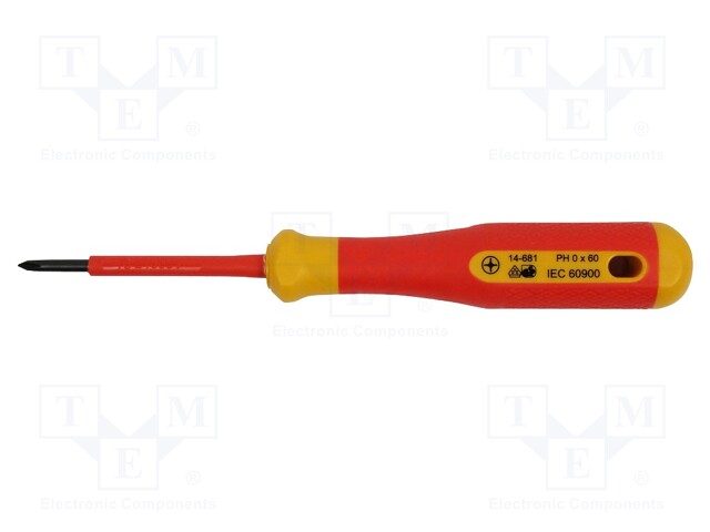 Screwdriver; insulated; Phillips; PH0; Blade length: 60mm