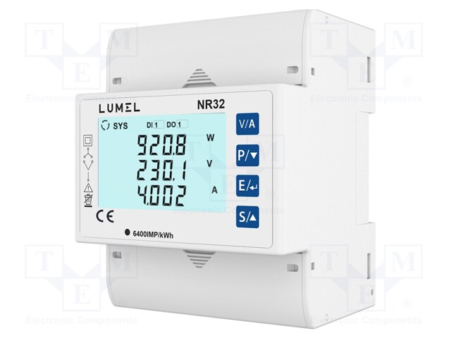 Meter: network parameters; for DIN rail mounting; LCD; NR32