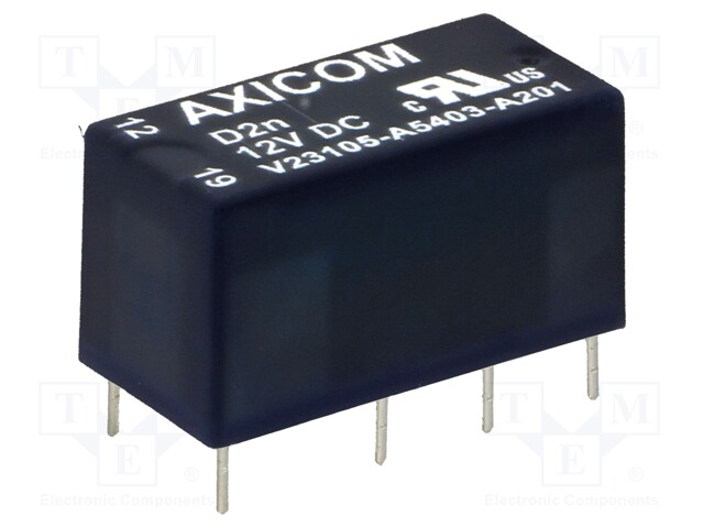 Relay: electromagnetic; DPDT; Ucoil: 12VDC; 0.5A/125VAC; 1A/30VDC